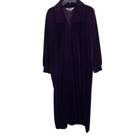 Diamond Tea Vintage Womens Robe Size Small Purple Velour Half Zip Long Sleeves - Picture 4 of 9